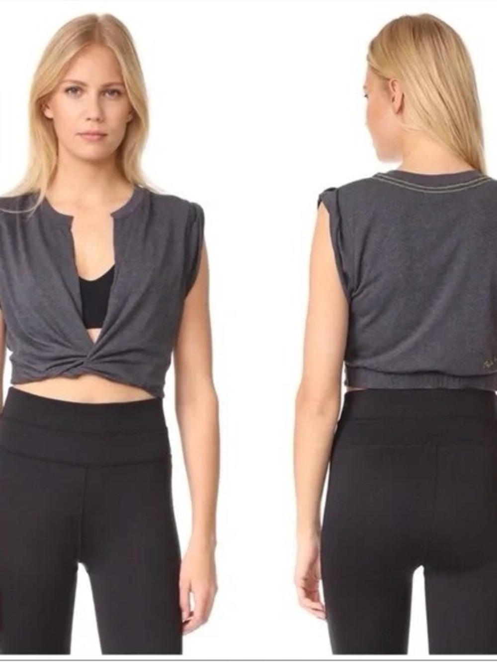 Free People Movement Twist & Shout Cropped Deep V Top